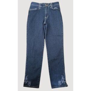 GASOLINE Embroidered Straight Leg Stretch Denim Jeans Girls Size 16